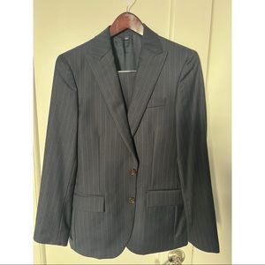 J. Crew Slim Thompson Worsted wool suit navy with grey stripes 36s / 32x30